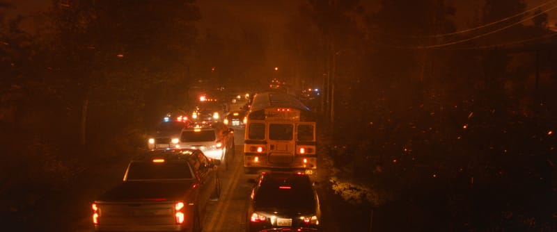 The movie follows elementary school students as they escape the 2018 Camp Fire. Image shared by Apple TV.