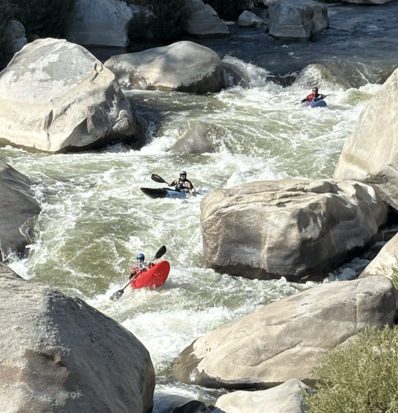 Kayakers in Rock Creek Reach, part of the North Fork of the Yuba River. Credit: PG&E.
