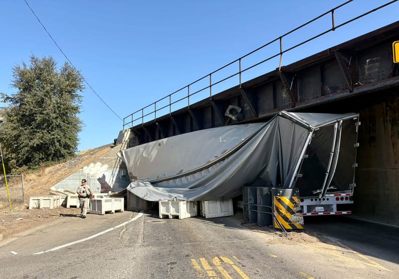 Big Rig Strikes Trestle, Closing Highway 70 in Marysville