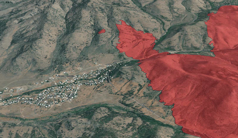 The Bear Fire perimeter in relation to Sierra Brooks. Image from California Department of Forestry and Fire Protection maps.