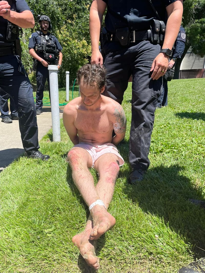 Eric Abril, captured after escaping from Sutter Roseville Medical Center in 2023. Credit: Placer County Sheriff’s Office.