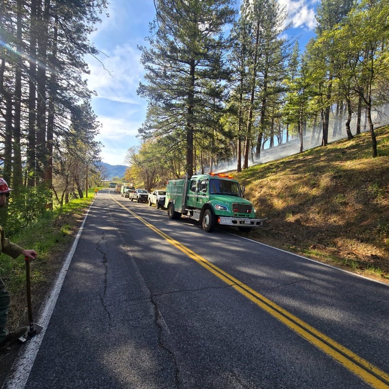 Resources stage during containment of the North Fire. Credit: Plumas National Forest.