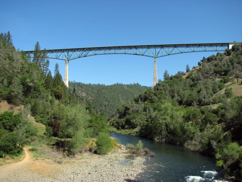 The Auburn-Foresthill Bridge near the North/Middle Fork Yuba River confluence.