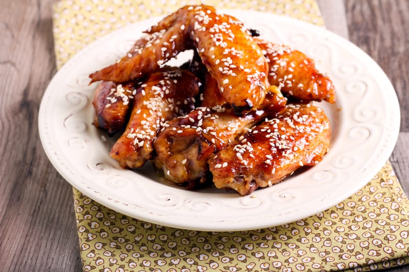 Glazed chicken wings.