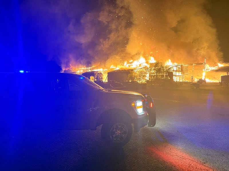 A photo of the fire shared by the Lassen County Sheriff’s Office.