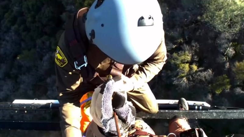 An image of the hoist operation shared by the Placer County Sheriff’s Office.