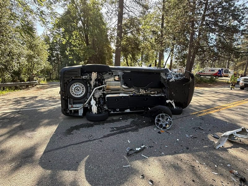 One of the vehicles involved in the crash. Credit: CAL FIRE NEU.