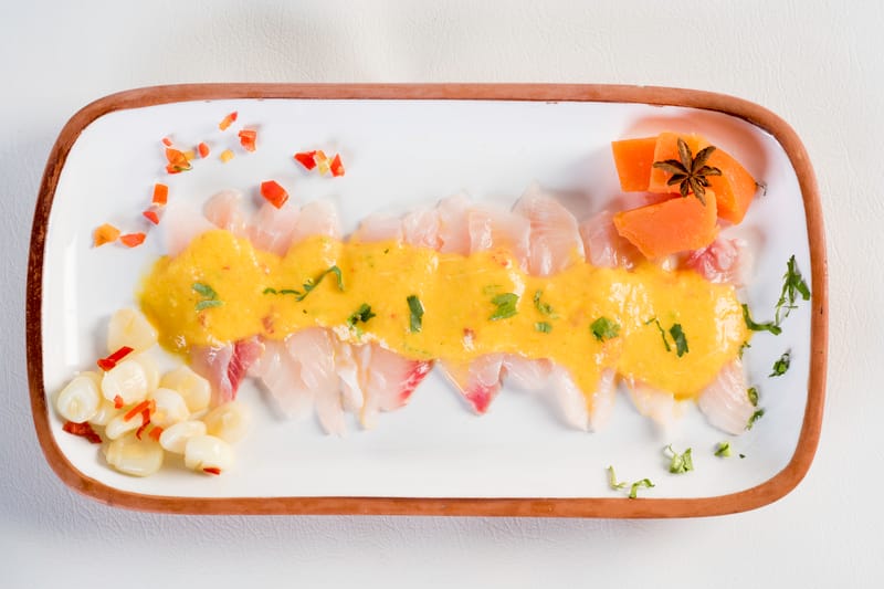 Tiradito, a traditional Peruvian raw fish dish.