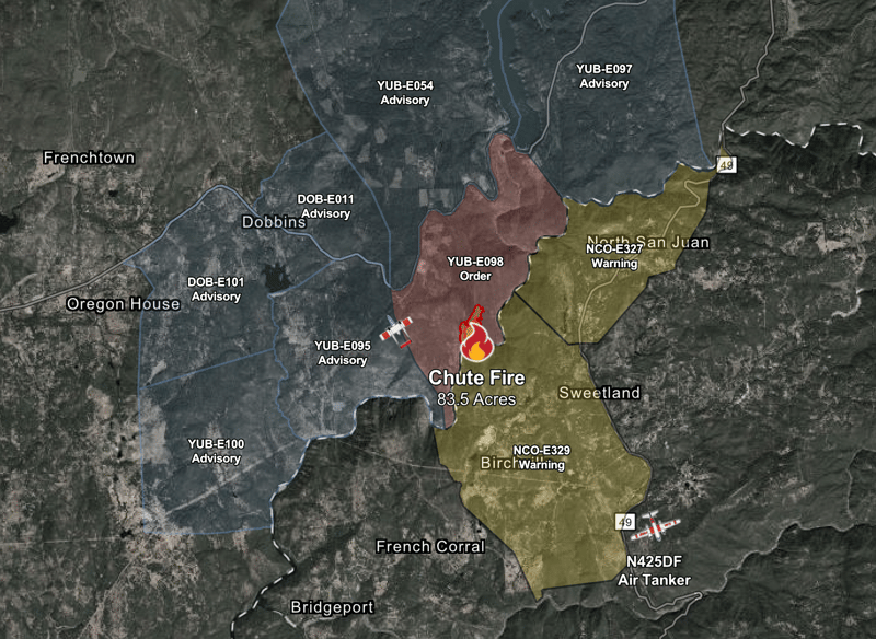 The Chute Fire perimeter as of Tuesday, July 21, at 3:30 PM. Credit: CAL FIRE.