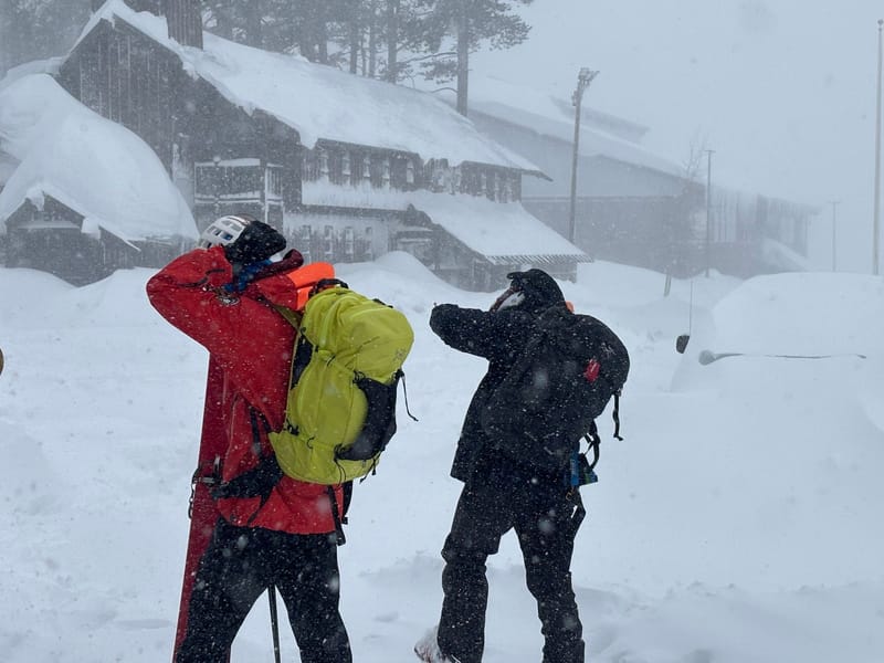 A ski team prepares for rescue operations near Castle Peak. Credit: Nevada County Sheriff’s Office.