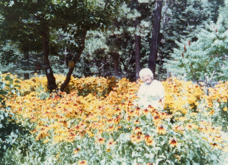 Mary Hope in her yard, Alleghany, August 1982.