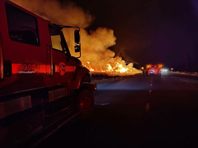 Crews fight the Bug Fire on Thursday night.