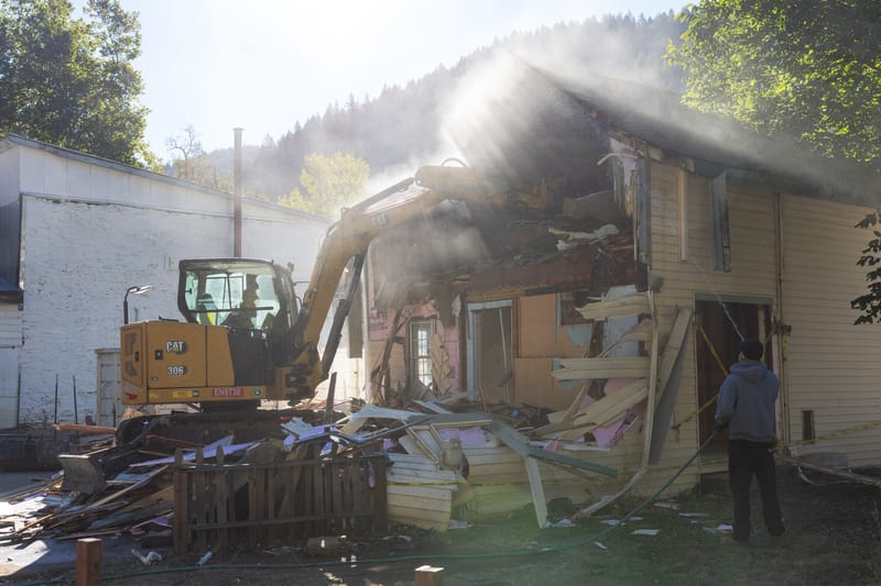 Demolition makes way for Downieville’s new fire station.