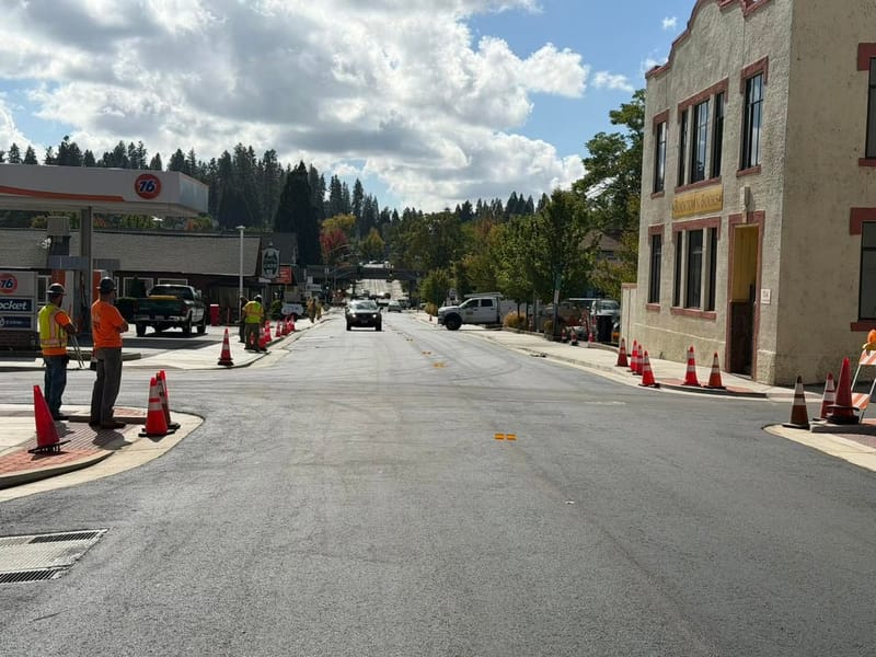 The repaved South Auburn Street in downtown Grass Valley. Photo shared by Grass Valley Police Department.
