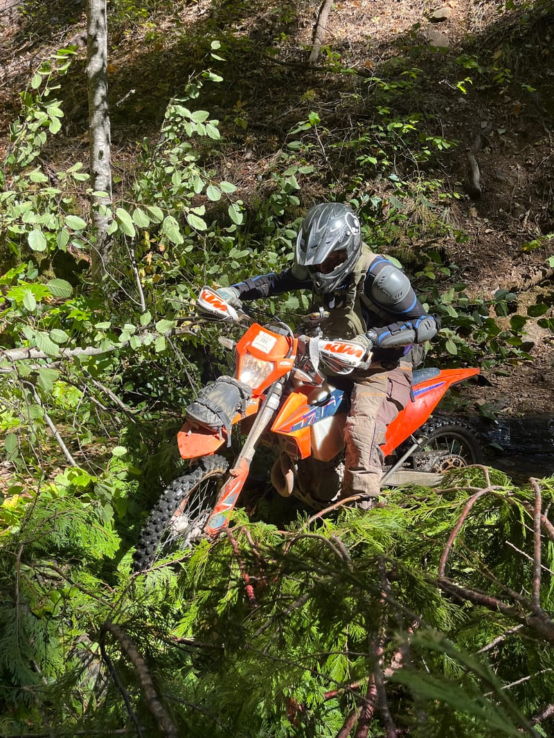 A motorcyclist near Downieville during a pre-ride of an All For 1 Endurance Challenge route.
