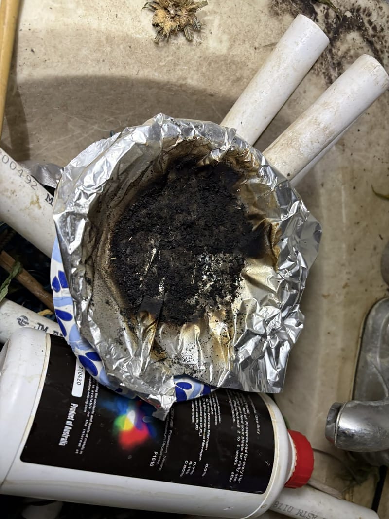 Burned fumigant located at the North San Property. The Sheriff’s Office says burning pesticide-treated material can create toxic smoke, posing health risks.