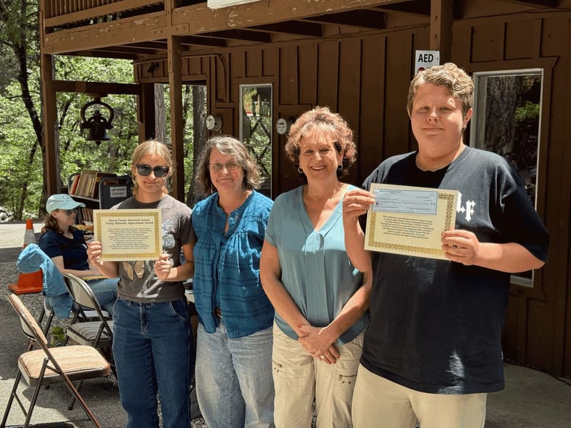 Left to Right: Jade Kennedy, Corri Jimenez (Vice-President of the Sierra County Historical Society), Jan Hamilton (President of the Sierra County Historical Society), and Logan Kinneer.