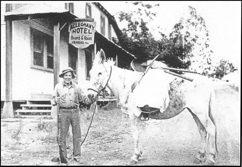 Mae West and George Bealous celebrating the centennial of the 
California Gold Rush, 1949, Main Street in Alleghany.