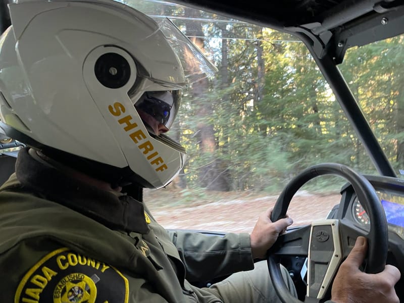 A Nevada County Sheriff’s Deputy on off-highway patrol.