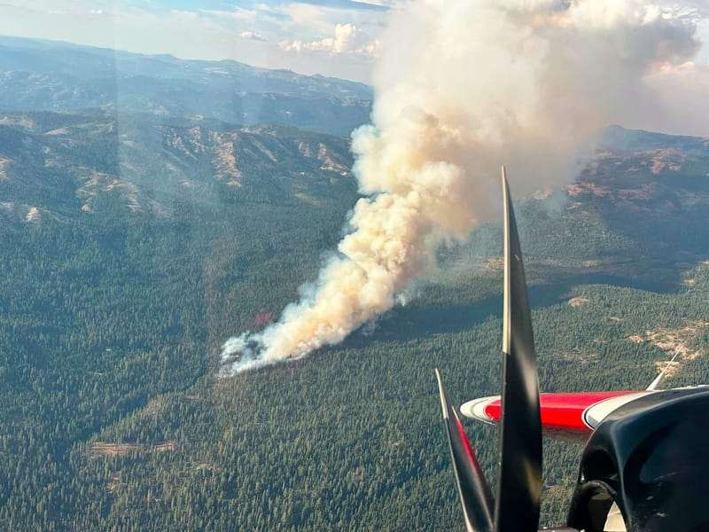 Restrictions come as the Talbot Fire burns in the Tahoe National Forest. This aerial photo of the fire was taken Wednesday, August 12.